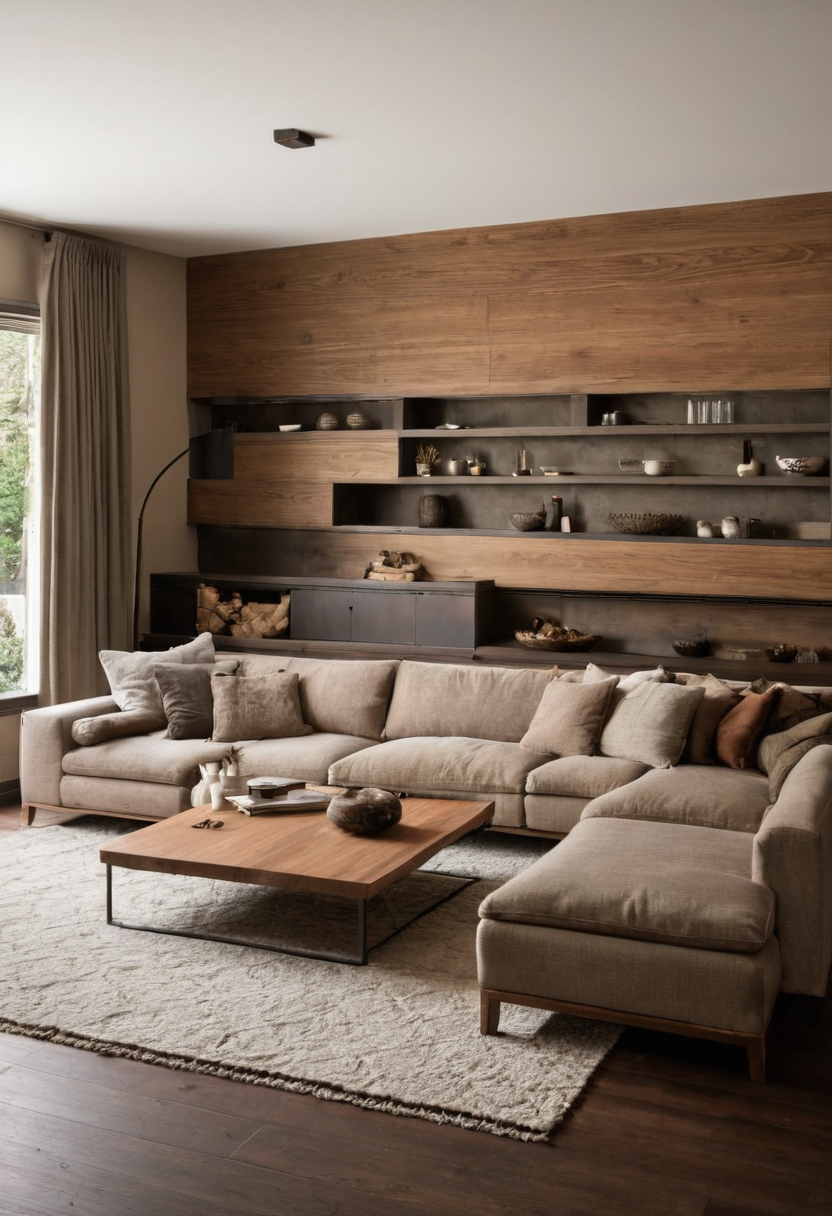 What sofa depth, length, and seat height fit the living room before purchase shown in a luxury residential interior